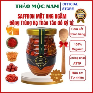 Saffron mật ong ngâm đông trùng hạ thảo táo đỏ kỷ tử hũ 250ml .