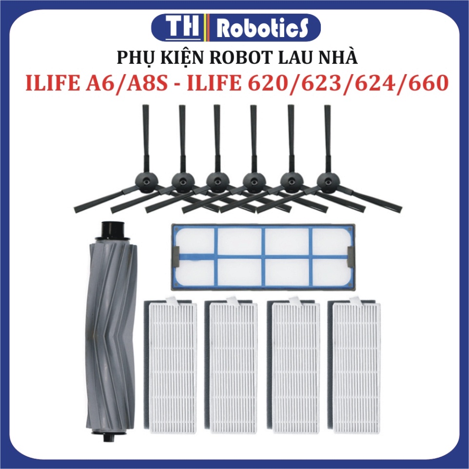 Phụ kiện Lọc hepa , Khăn, Giẻ lau, Chổi giữa, Cuộn, Chổi cạnh, Robot hút bụi ILIFE 620/623/624/660/6