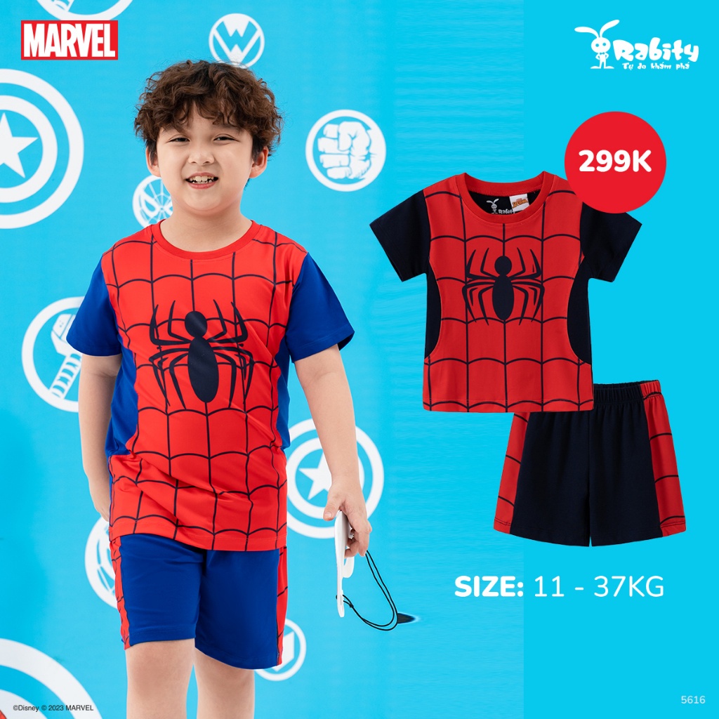 Bộ quần áo siêu nhân nhện bộ thun cotton Spiderman cho trẻ em Rabity 5616