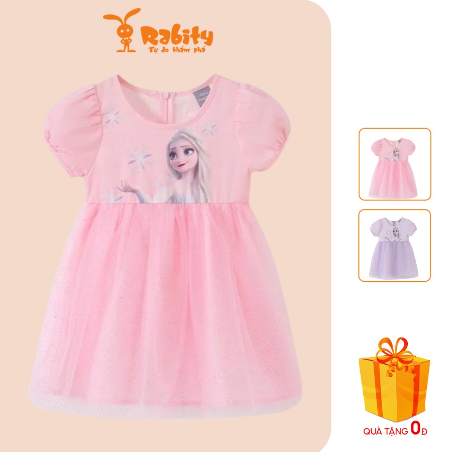 Đầm thô in hình Elsa bé gái Rabity váy dáng xòe tiểu thư 5637