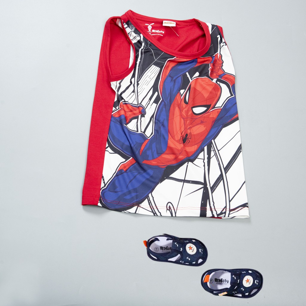 Áo ba lỗ bé trai Spiderman Rabity siêu nhân vải cotton mềm mại thoáng mát 5678