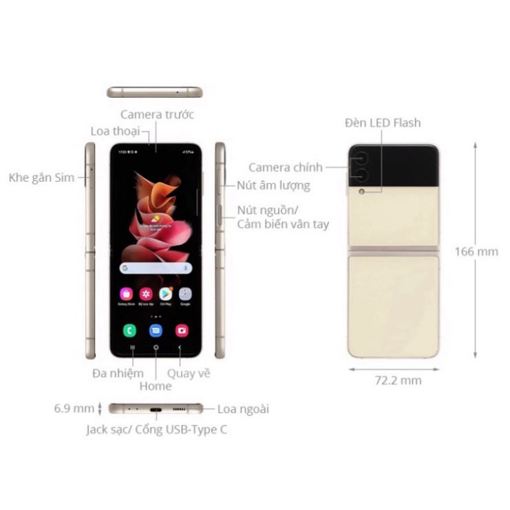 Điện Thoại Samsung Galaxy Z Flip 3 5G 8gb/128GB Chính hãng