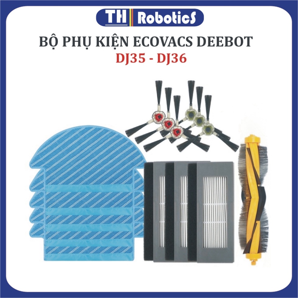 PHỤ KIỆN THAY THẾ ROBOT LAU NHÀ ECOVACS DJ35 /DJ36 - Khăn Lau, Chổi cạnh, Chổi Chính, Lọc. .
