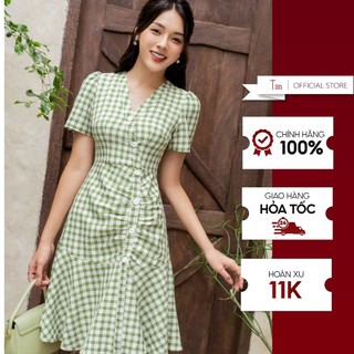 Váy cổ v chéo nẹp đuôi cá tiinstore v0t555