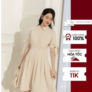 Váy tay liền thắt nơ xếp ly tiinstore vhn661
