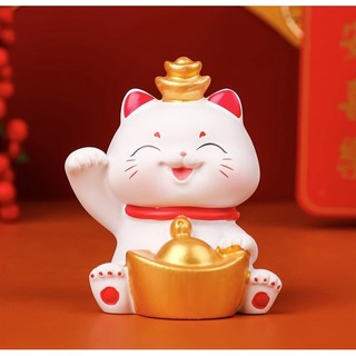 Trang trí sứ tết mèo thần tài ôm nen vàng to