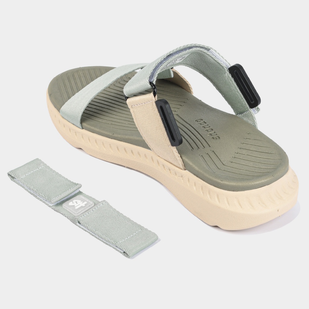 Giày Sandal Nam Nữ SHONDO F7 Racing Thời Trang, Êm, Nhẹ, Đi Học Đi Chơi Màu Rêu Be F7R2545