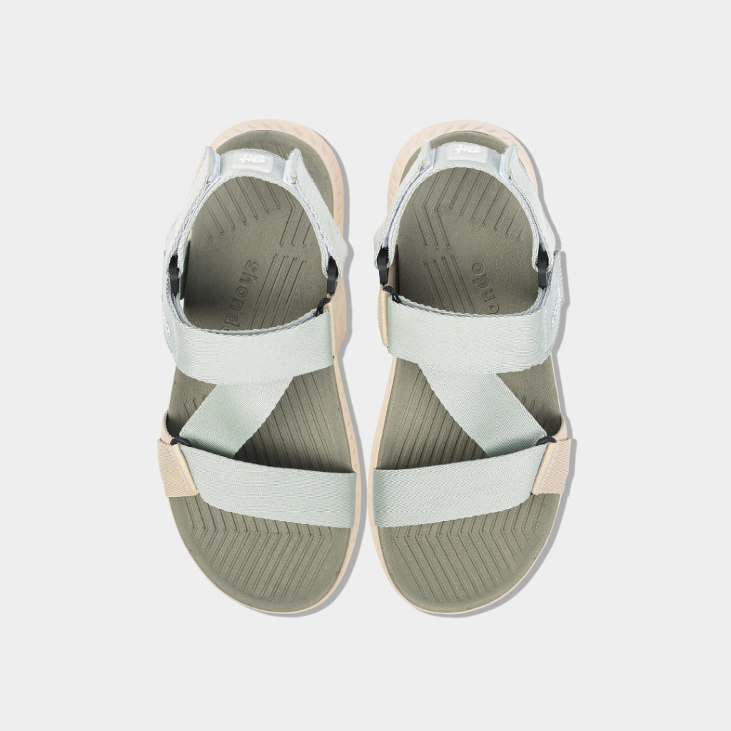 Giày Sandal Nam Nữ SHONDO F7 Racing Thời Trang, Êm, Nhẹ, Đi Học Đi Chơi Màu Rêu Be F7R2545