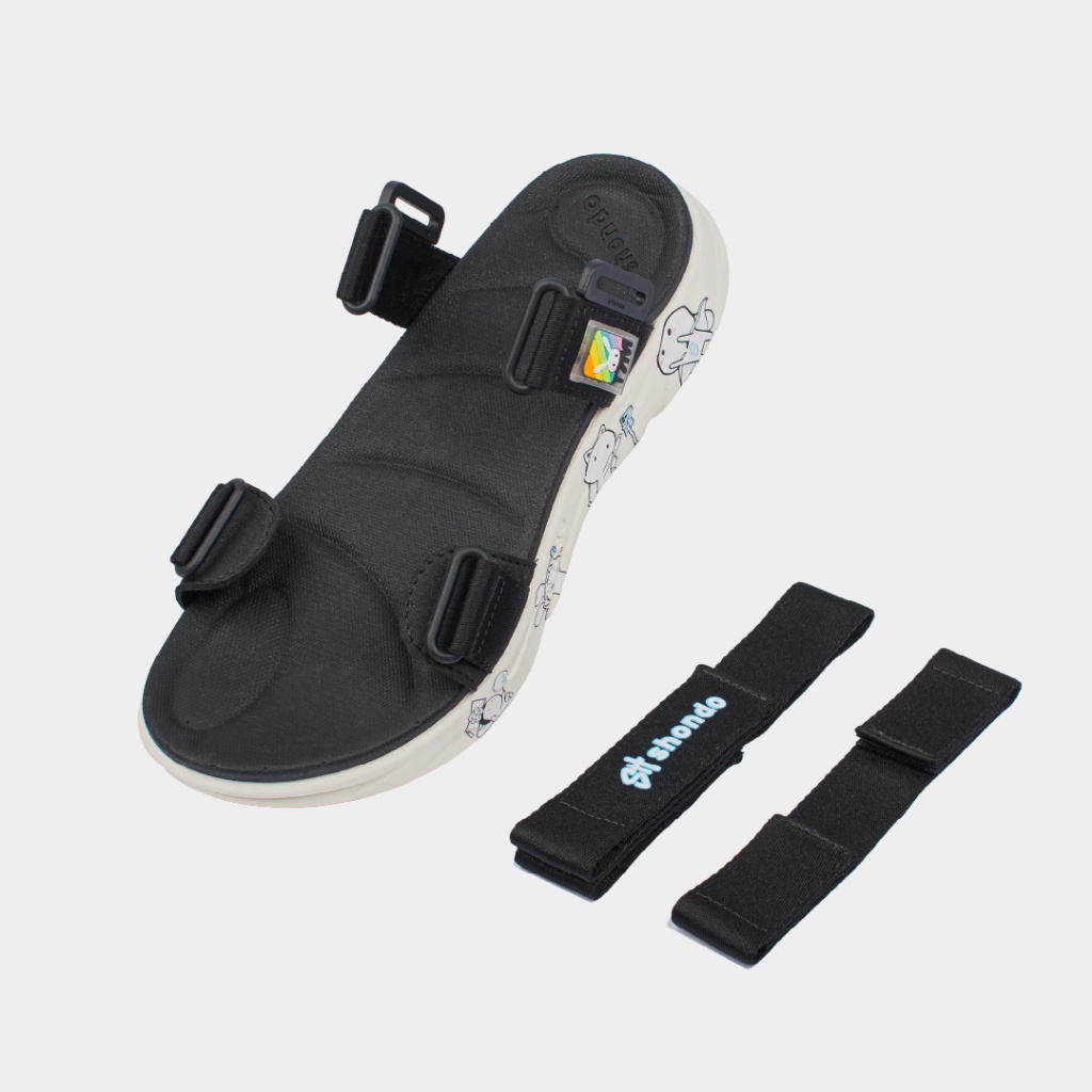 Giày Sandals Nam Nữ SHONDO Thỏ 7 Màu Êm, Thời Trang Thích Hợp Đi Học, Đi Chơi Đen Trắng F8M0010