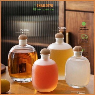 Chai thủy tinh phun mờ nút gỗ 250ml - 500ml, Chai thủy tinh đựng rượu cao cấp các mẫu Chailo170