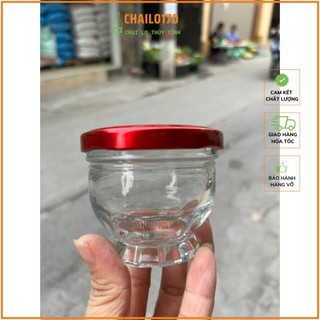 Sỉ hũ thủy tinh chưng yến - hũ yến sen lùn - sen bầu 75ml - 100ml nắp đỏ