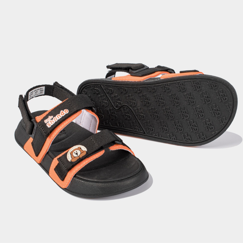 Giày Sandal Quai Hậu Bé Trai Bé Gái LITTLE SHONDO Thời Trang Siêu Nhẹ Đế Mềm, Êm Đi Học Đi Chơi Đen Cam PLK1080