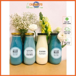 Combo 8 chai thủy tinh đựng sữa hạt nước trái cây 200ml-300ml nắp thiếc vặn kín hơi đựng nước, sinh tố, sữa và thực phâm