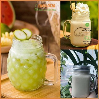 Cốc - Ly quai thuỷ tinh có nắp đậy hình quả dứa - hình trơn (nắp kín hoặc nắp có lỗ)