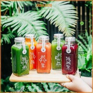 Combo 10 chai thủy tinh vuông đựng nước ép sữa hạt  trà sữa nắp nhôm nắp nhựa 250ml -300ml  -350ml chailo170