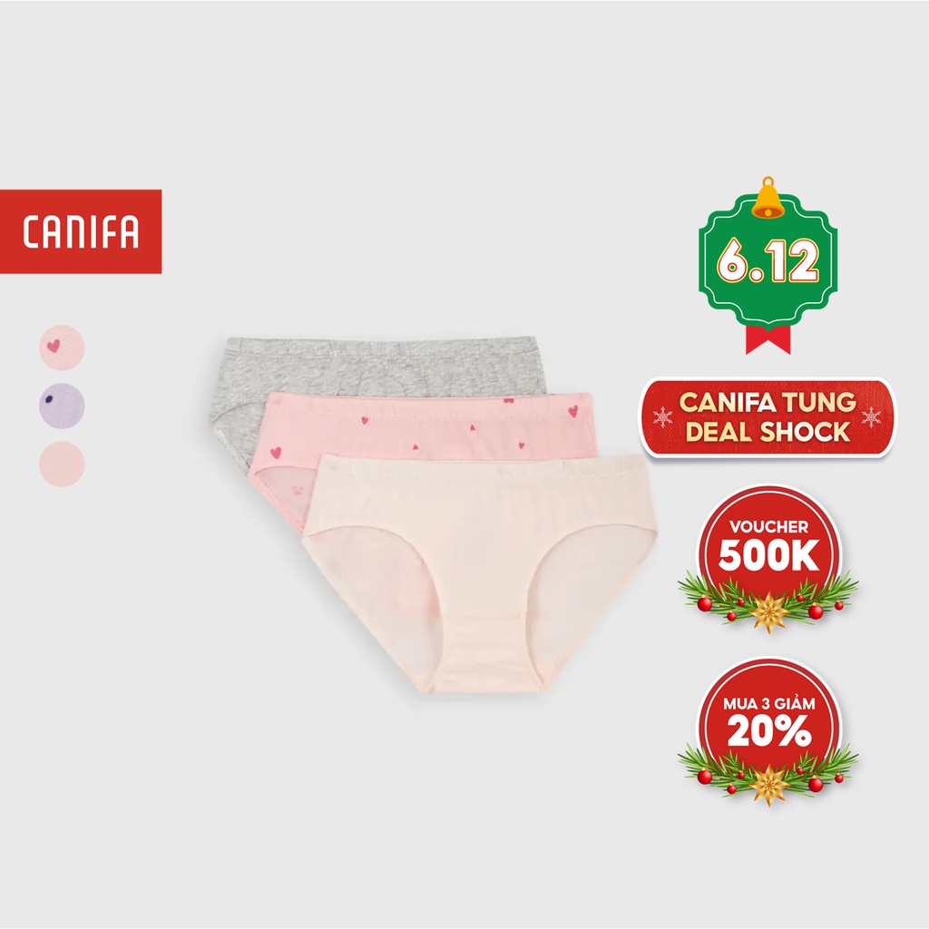 Combo 3 quần lót bé gái CANIFA 100%cotton 1US21A006