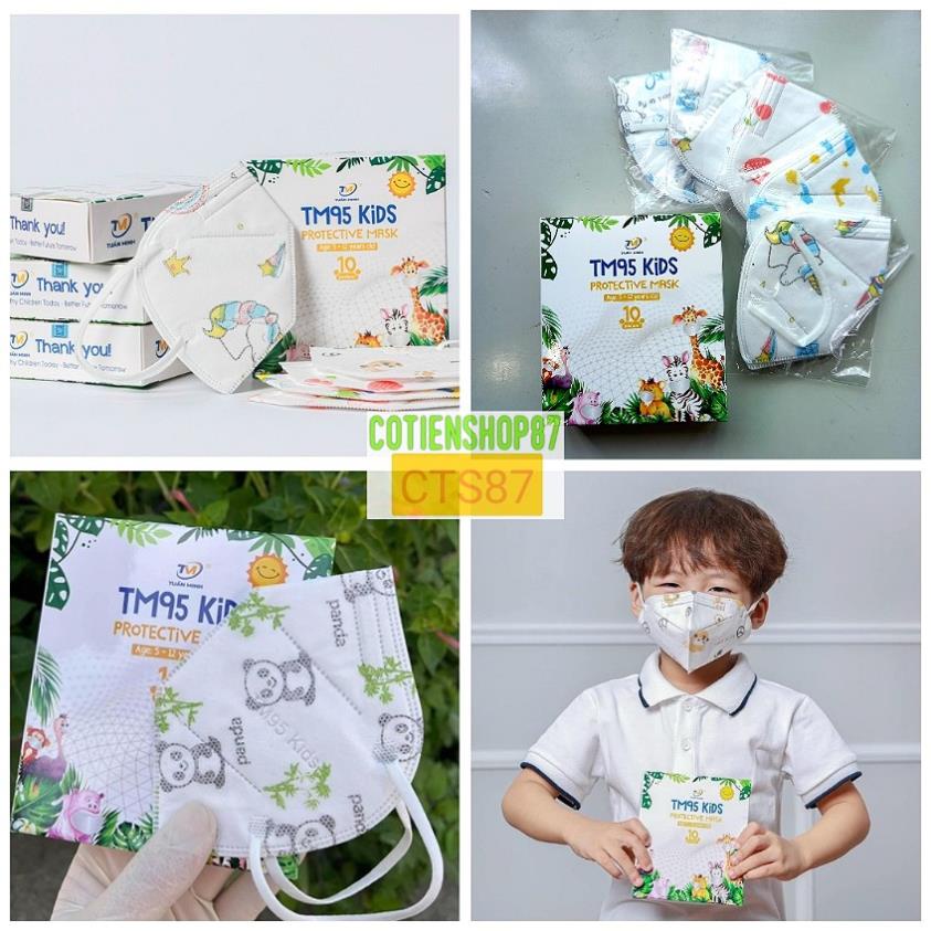 Khẩu trang N95 trẻ em Tuấn Minh, hộp 10 cái, khẩu trang N95 cho bé 5-12 tuổi, 5 lớp kháng khuẩn, nhi
