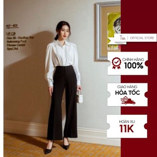 Quần ống suông đáp sườn ly giữa TIINSTORE Q0D107