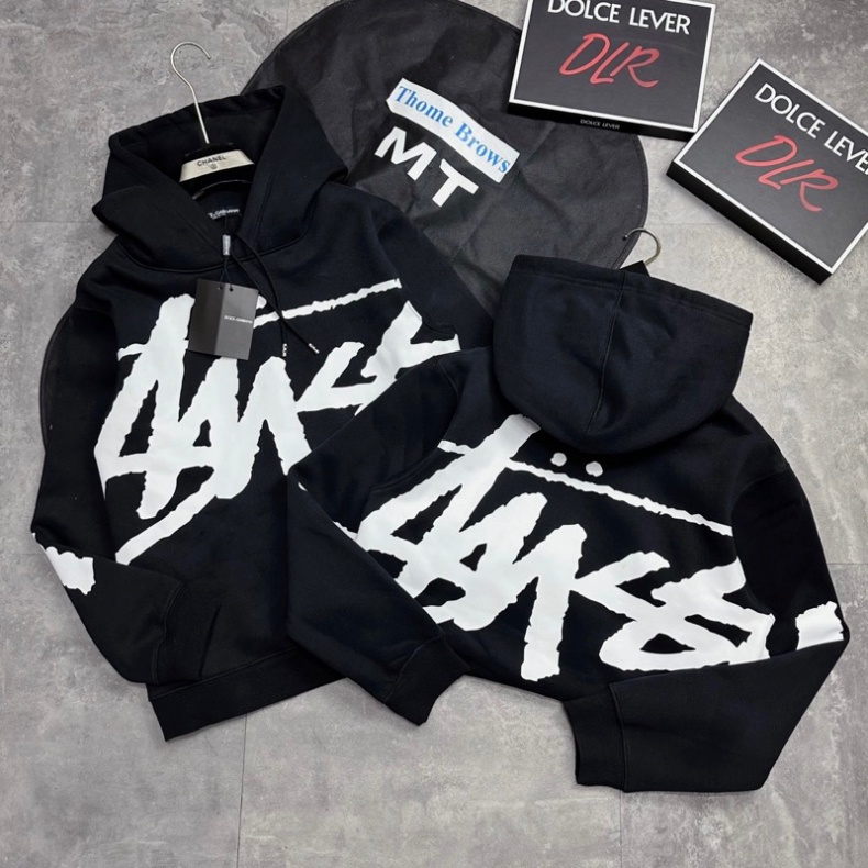 Áo Hoodie Stussy In Hoạ Tiết Chữ Kí Trắng Mũ Rộng 2 Lớp Vải Cotton Nỉ Cao Cấp , Áo Hoodie Nam Nữ Unisex