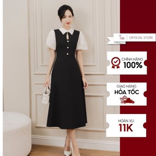 Váy phối cổ đức khoét lệ tay bồng TIINSTORE VHN763