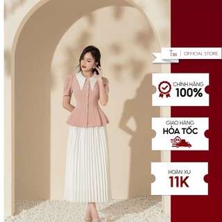 Áo Vest công sở dáng peplum tôn dáng cổ nhọn gấu xếp ly Tiin Store - AHN759