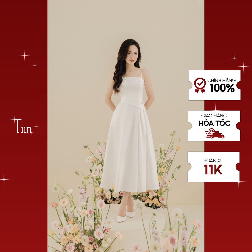 Váy 2 dây đáp eo đính đá TIINSTORE VHN745