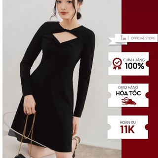 Váy ren cổ vuông chun vai  TIINSTORE  VDD734