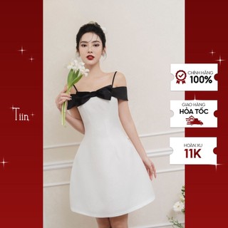 Váy 2 dây trễ vai nơ ngực TIINSTORE V0D819