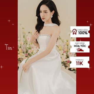 Váy cúp ngang đính đá vòng cổ tiinstore v0d747