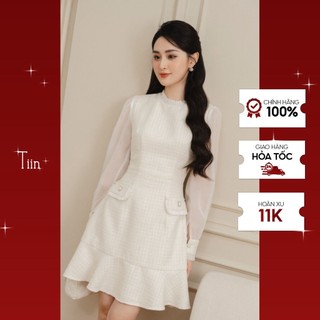 Váy cổ bèo đuôi cá tay măng sec bèo  TIINSTORE  VDD718