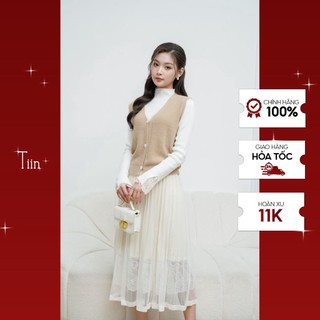 Chân váy voan xếp ly phối ren 2 lớp tiinstore gc22309
