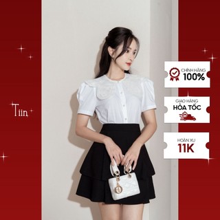 Sơ mi phối cổ ren cánh hoa thêu tiinstore ahn799
