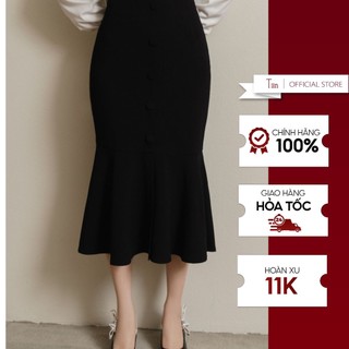 Chân váy đuôi cá công sở nẹp giả đính khuy Tiin Store - CHD249