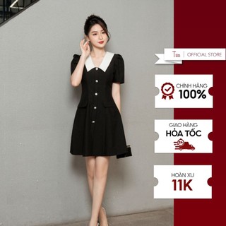 Váy phối cổ nẹp khuy 2 nắp túi tiinstore vhn903