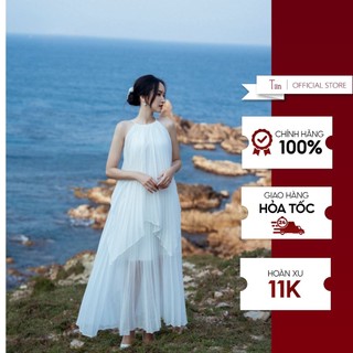 Váy maxi yếm 2 tầng tà chéo TIINSTORE V0D812