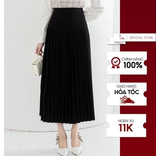 Chân váy dáng dài cạp bo xếp ly tiinstore chd175