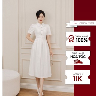 Váy cổ đức cúp trần mí chân xếp ly TIINSTORE VHN730