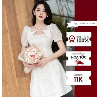 Váy cổ vuông đáp lật thắt dây TIINSTORE VHN815
