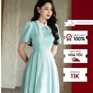 Váy phối cổ đức chân xếp ly TIINSTORE VHN814