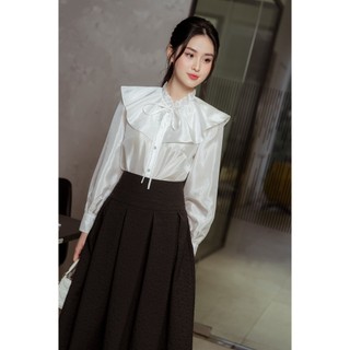 Áo sơ mi cổ bèo chờm vai thắt nơ tiinstore ahd704