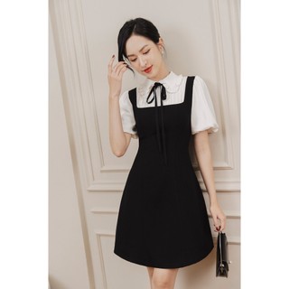 Váy yếm phối cổ đức bèo thắt nơ  TIINSTORE  VHN729