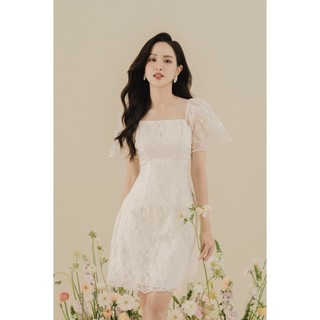 Váy ren cổ vuông chun vai TIINSTORE VHN741