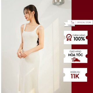Váy len cổ vuông dáng A TIINSTORE  GV22228