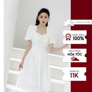 Váy xếp ly ngực tạo nơ  TIINSTORE  VHN651