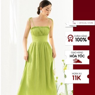 Váy dây viền bèo đai eo tiinstore v0t593