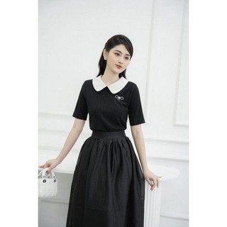 Áo len phối cổ sen nơ đá  TIINSTORE ADN547