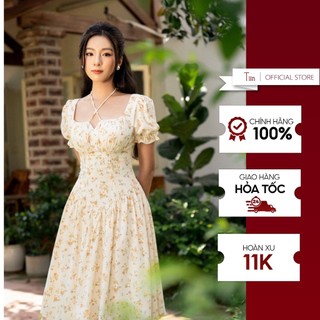Váy cổ vuông dây nơ TIINSTORE V0T571
