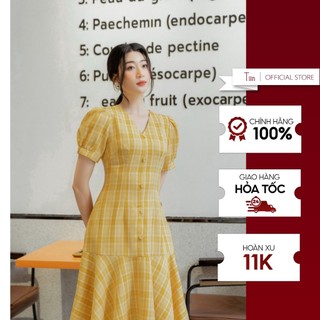 Váy cổ v gấu đuôi cá tiinstore v0t557
