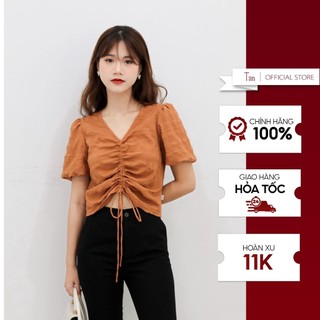 Áo cổ tim rút dây tiinstore ahn371