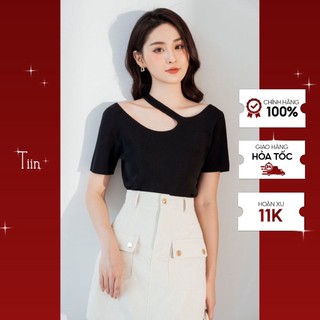 Áo cộc tay cut out vạt chéo tiinstore ga22059